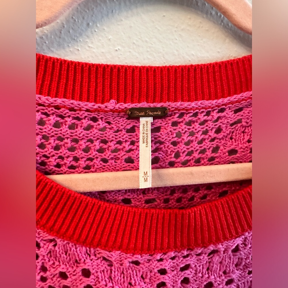 Free People Home Run Crochet Pink Seater - Picture 3 of 4